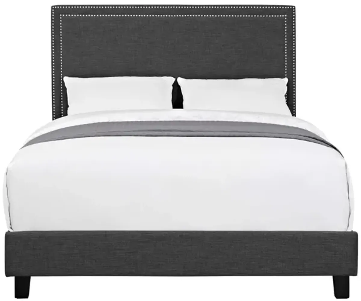 Emery Upholstered Bed in Charcoal, Queen