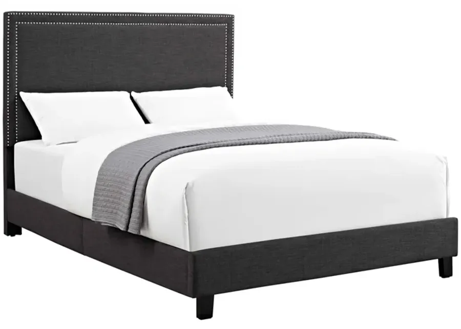 Emery Upholstered Bed in Charcoal, Queen