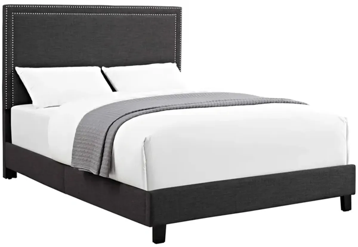 Emery Upholstered Bed in Charcoal, Queen