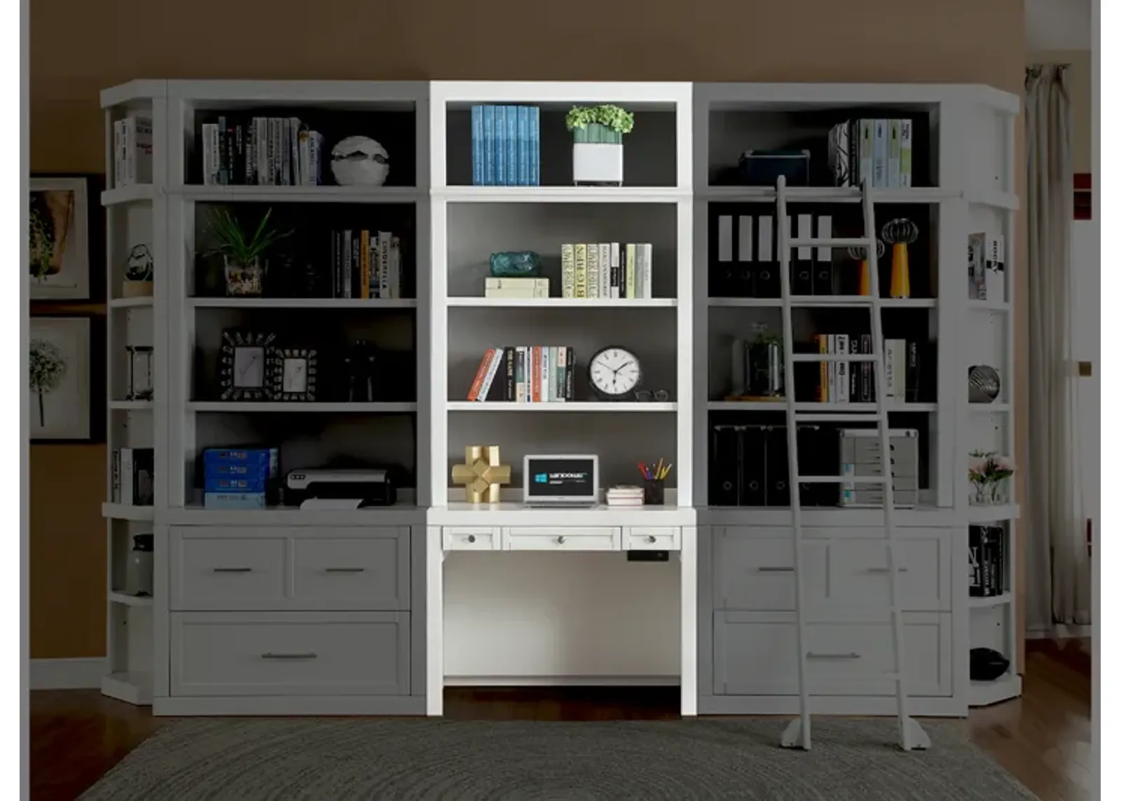 Catalina Library Desk & Hutch in White