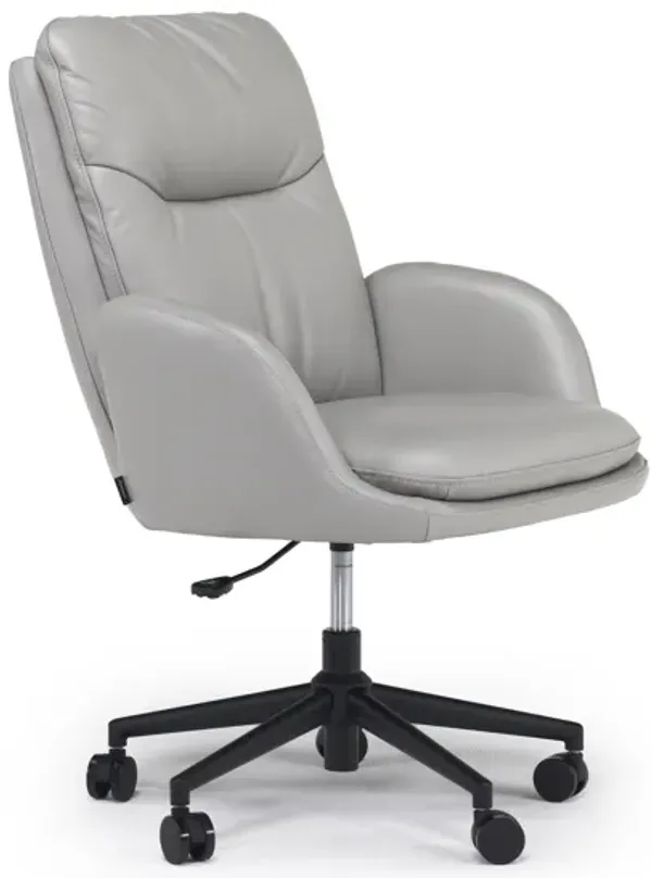 Blake Swivel Desk Chair in Light Gray Leather