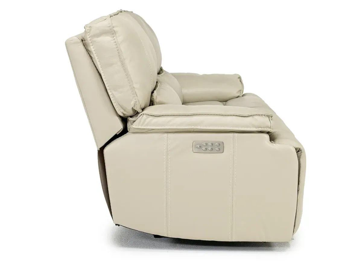 Sofia 3 Power Sofa & Console Loveseat in Cream Leather