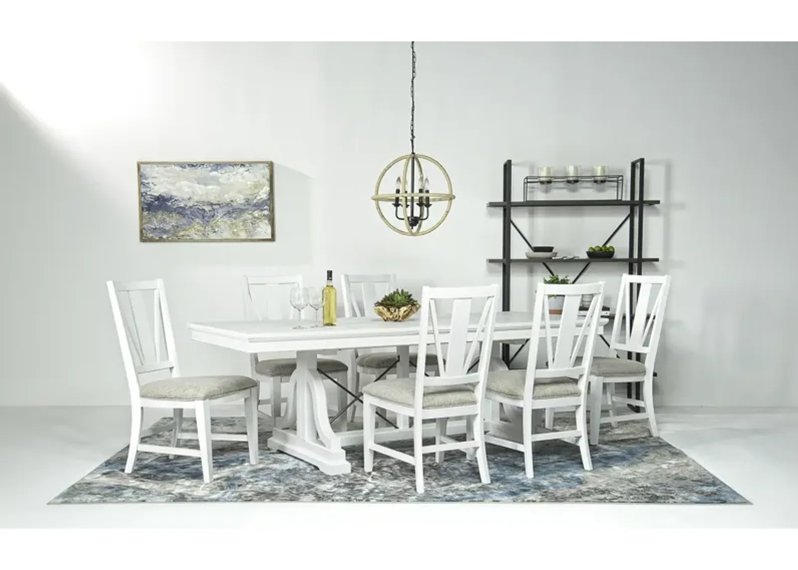 Bay Creek Extendable Dining Table & 4 V-Back Chairs in Chalk White