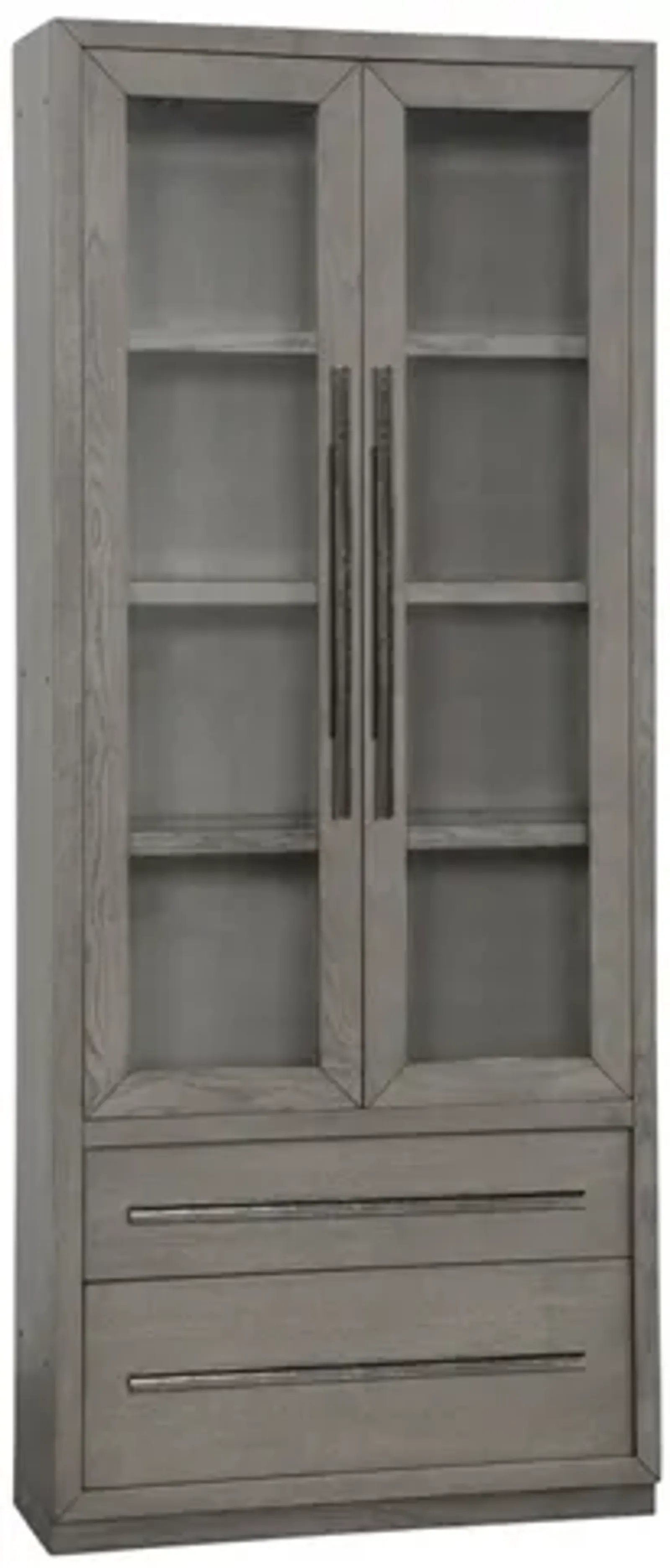 Pure Modern Library Wall Glass Door Bookcase in Moonstone, 36 Inch