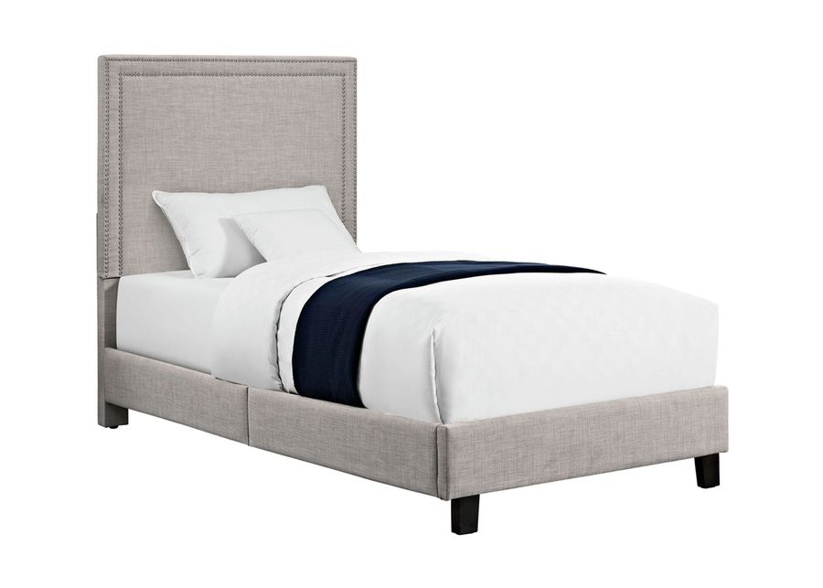 Emery Upholstered Bed in Gray, Twin