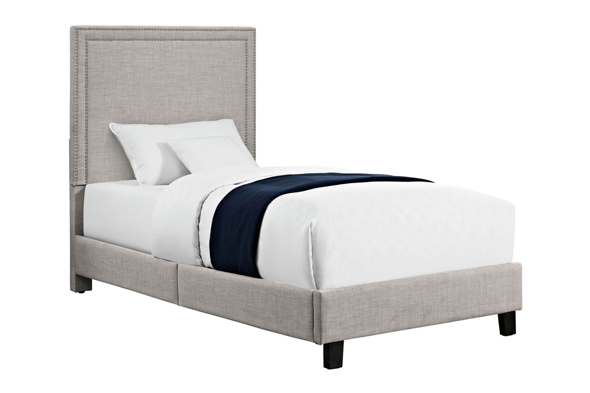 Emery Upholstered Bed in Gray, Twin