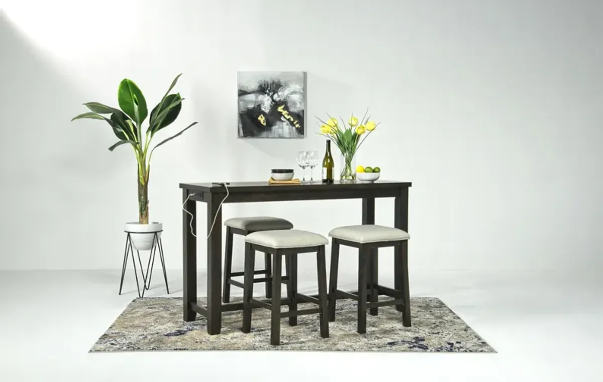 Stone Sofa Bar Table w/ Stools in Charcoal