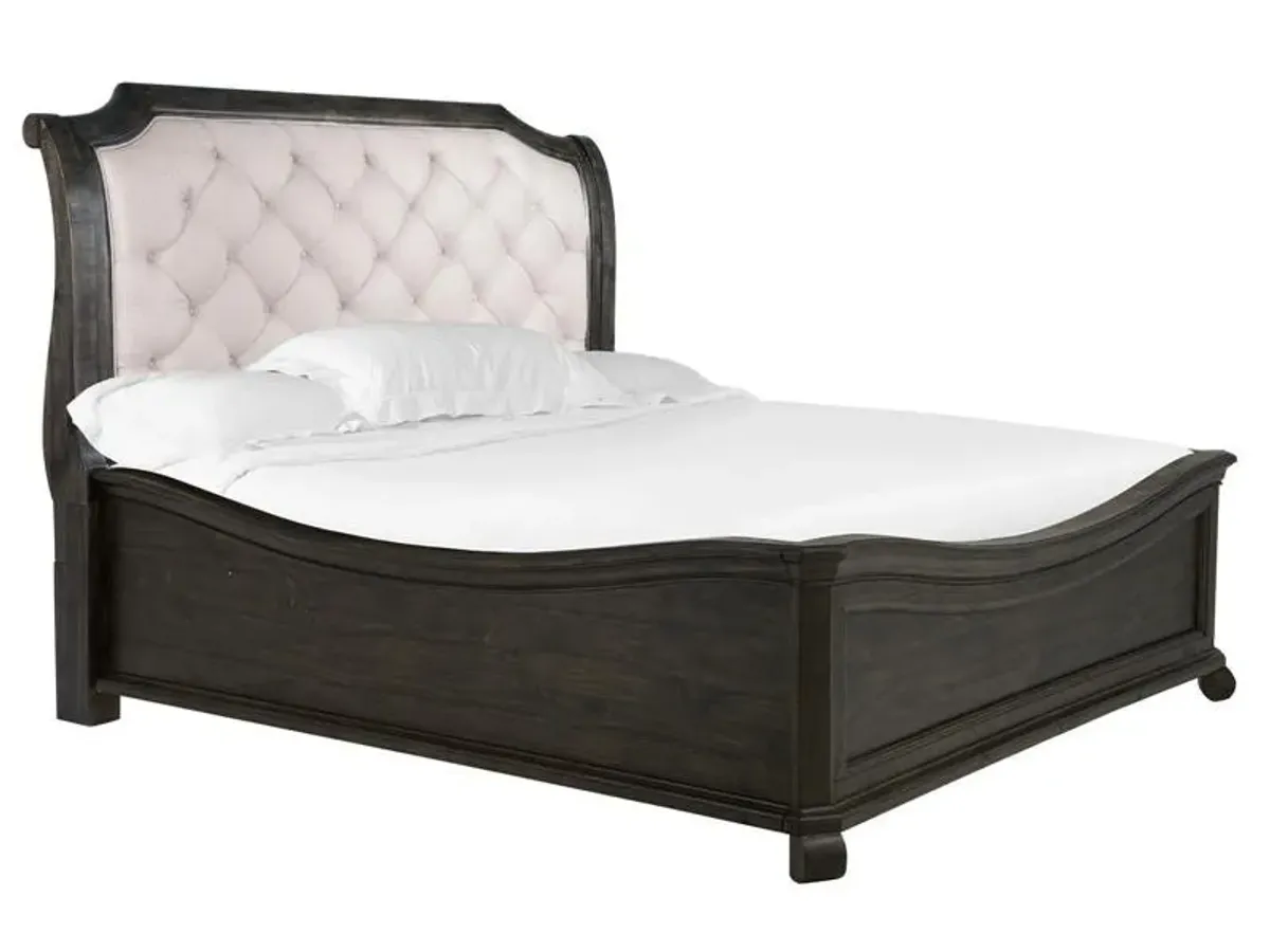 Bellamy Sleigh Bed in Charcoal, Eastern King