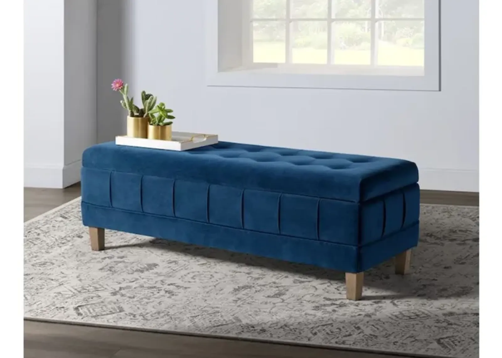 Crosby Storage Bench in Cobalt