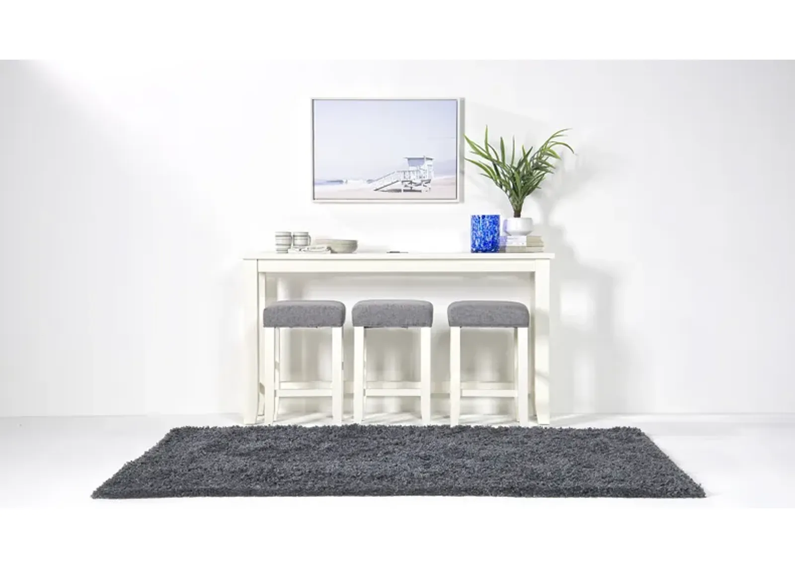 Urban Sofa Bar Table w/ 3 Stools in White