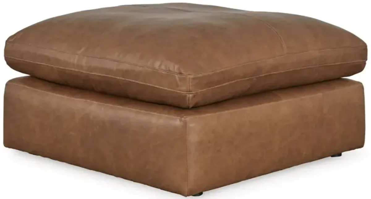 Emillia Cocktail Ottoman in Caramel Leather