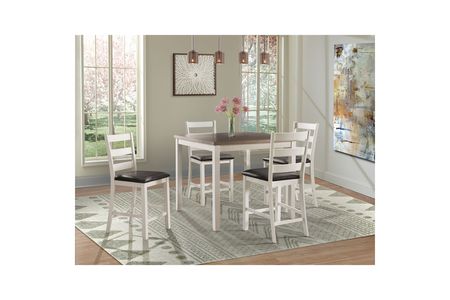 Kona Square Counter Height Dining Table & 4 Stools in Brown