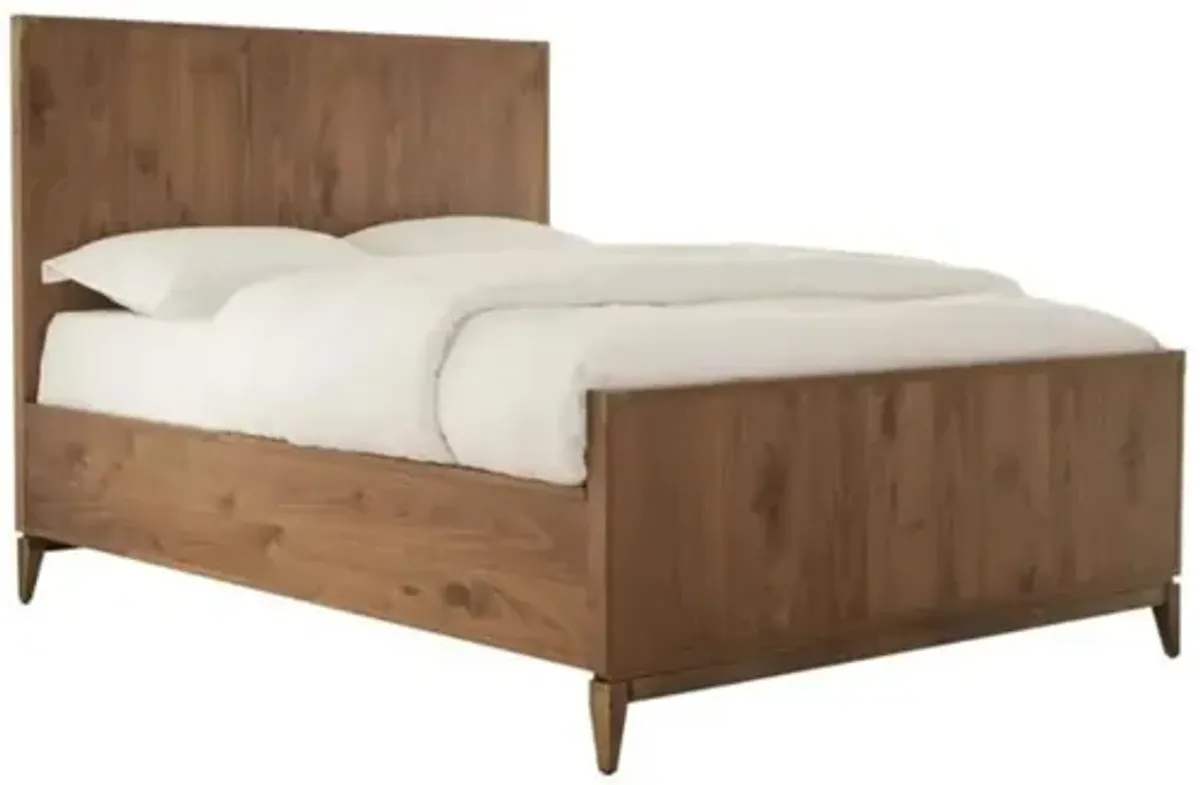 Adler Panel Bed, Dresser, Mirror & Nightstand in Natural Walnut, Queen