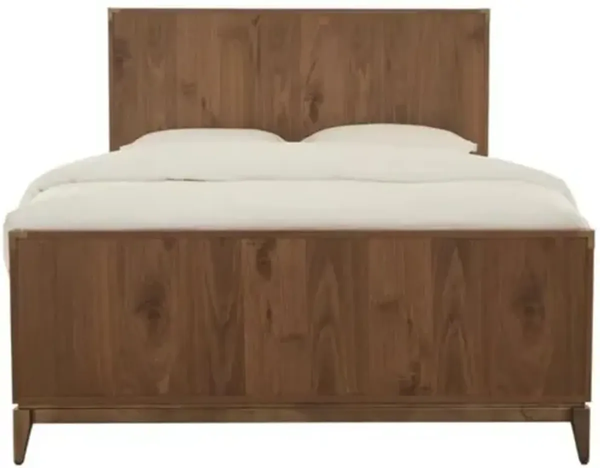 Adler Panel Bed, Dresser, Mirror & Nightstand in Natural Walnut, CA King