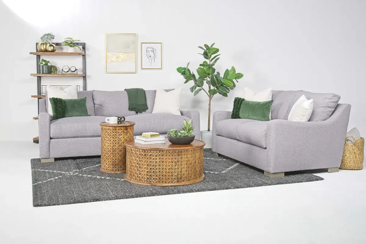 Alice Sofa & Loveseat in Bellevue Platinum, Down 