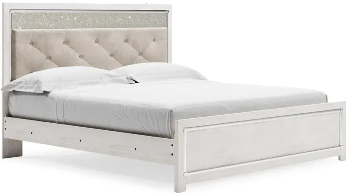 Altyra Panel Bed, Dresser & Mirror in Pearl White, Eastern King
