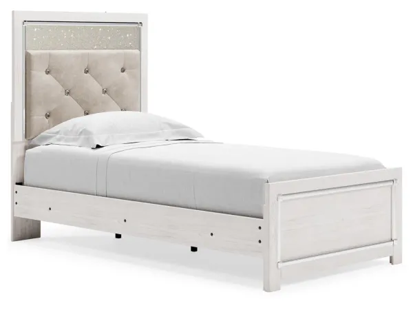 Altyra Panel Bed, Dresser & Mirror in Pearl White, Twin