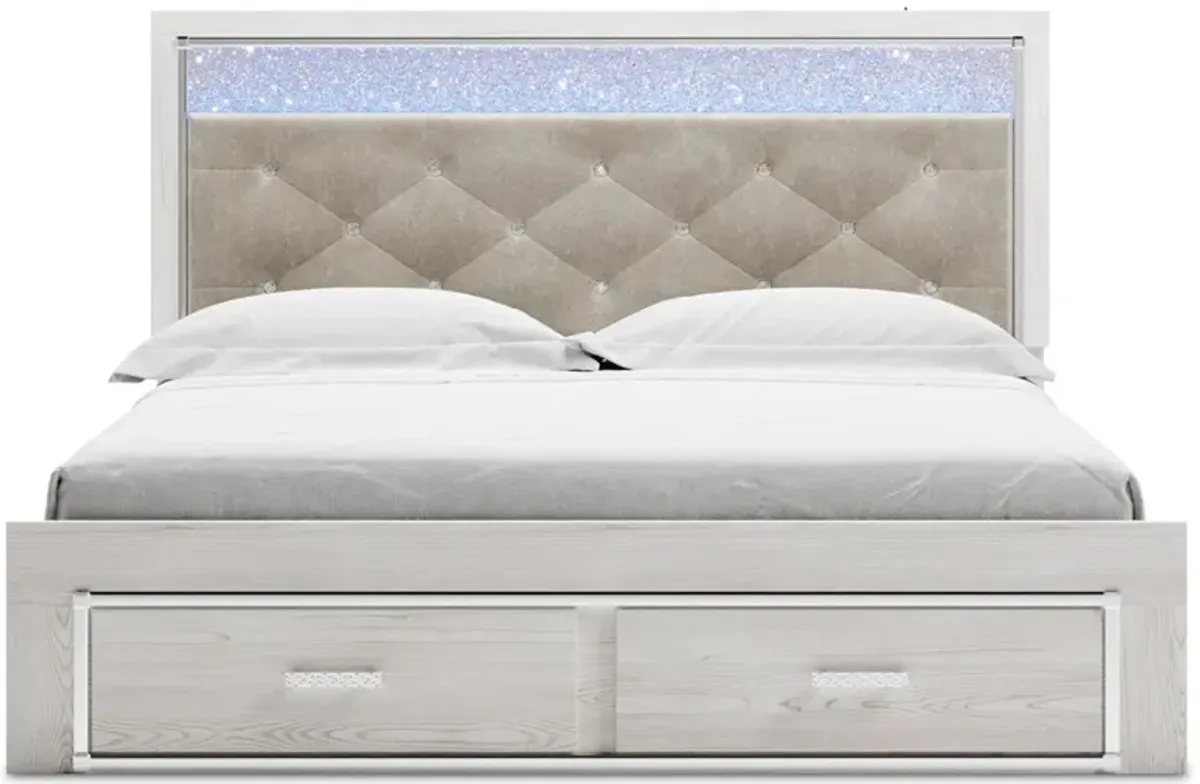 Altyra Panel Bed w/ Storage in Pearl White, Eastern King