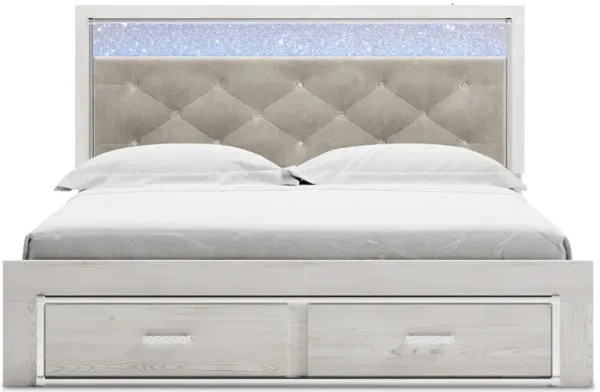 Altyra Panel Bed w/ Storage in Pearl White, Eastern King
