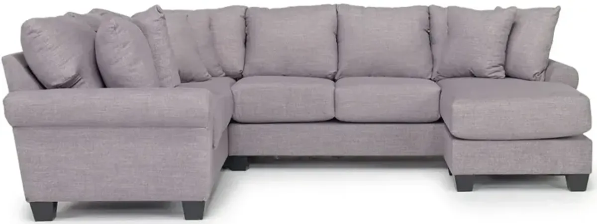 Amelia Crypton Performance Sofa Chaise Sectional in Nomad Slate, Right Facing, Down