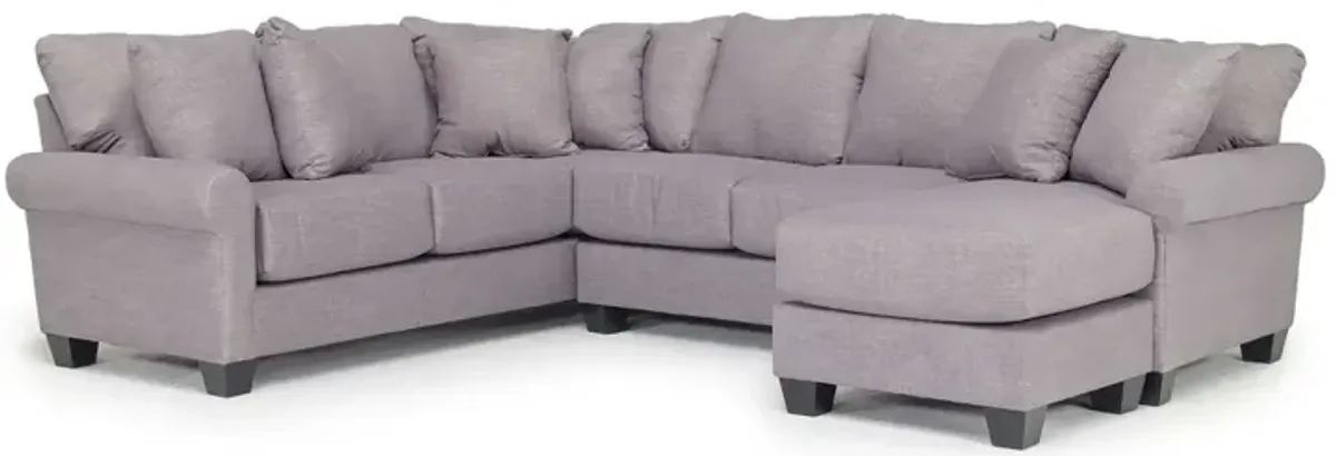 Amelia Crypton Performance Sofa Chaise Sectional in Nomad Slate, Right Facing, Down