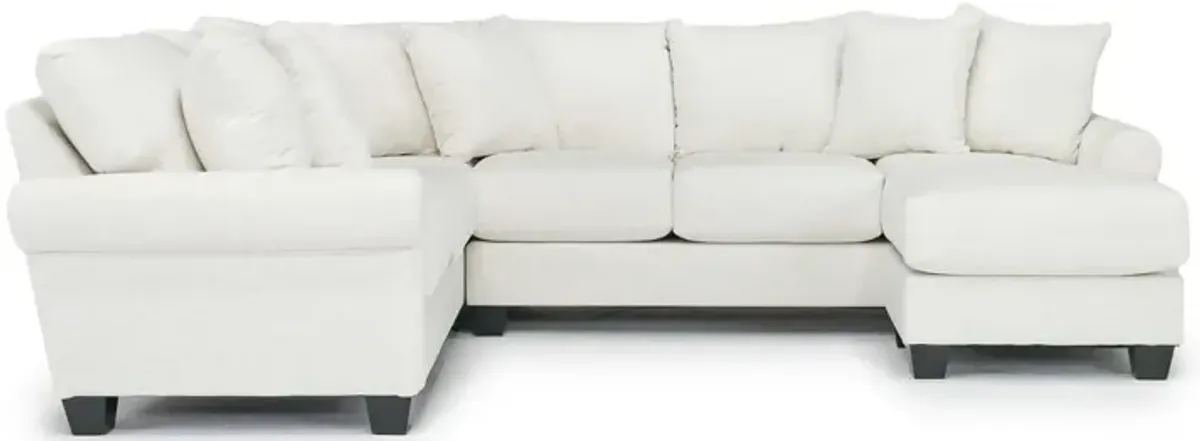 Amelia Crypton Performance Sofa Chaise Sectional in Nomad Snow, Right Facing, Down