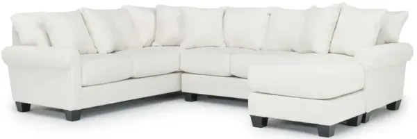 Amelia Crypton Performance Sofa Chaise Sectional in Nomad Snow, Right Facing, Down