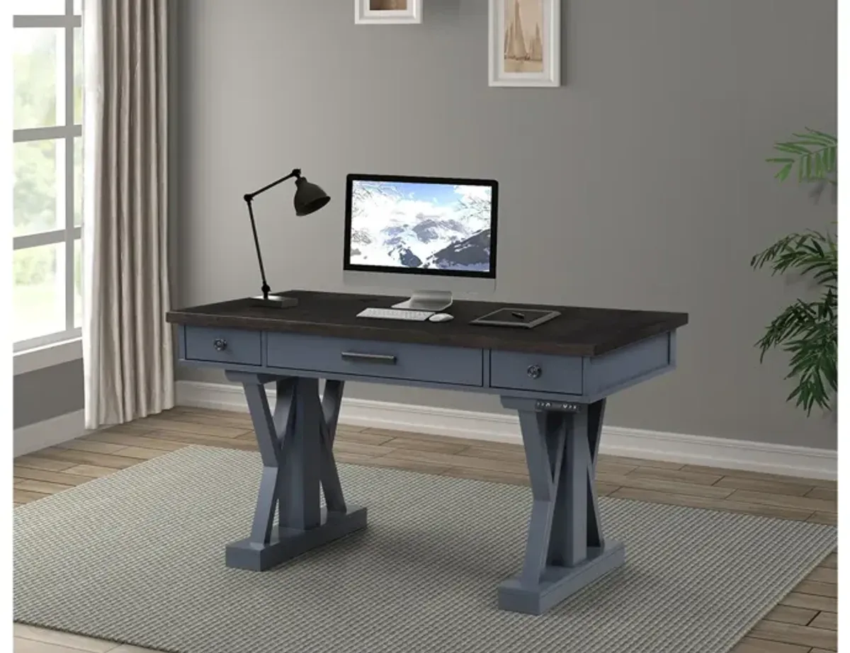 Americana Power Lift Office Desk in Blue