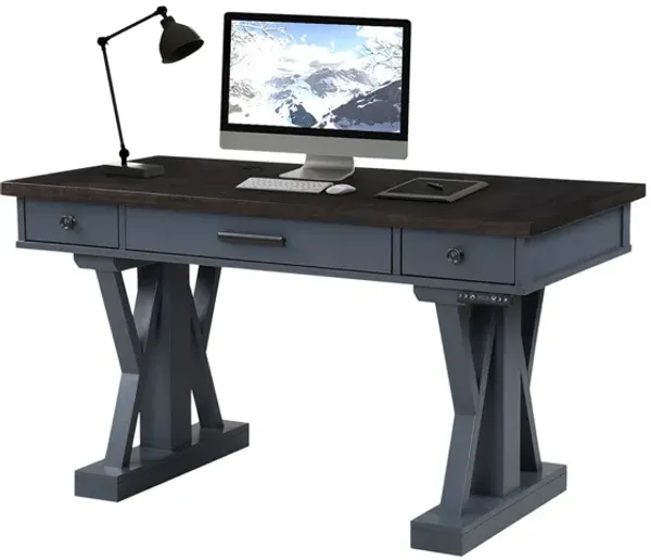 Americana Power Lift Office Desk in Blue