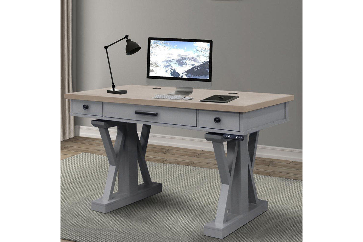 Americana Power Lift Office Desk in Gray