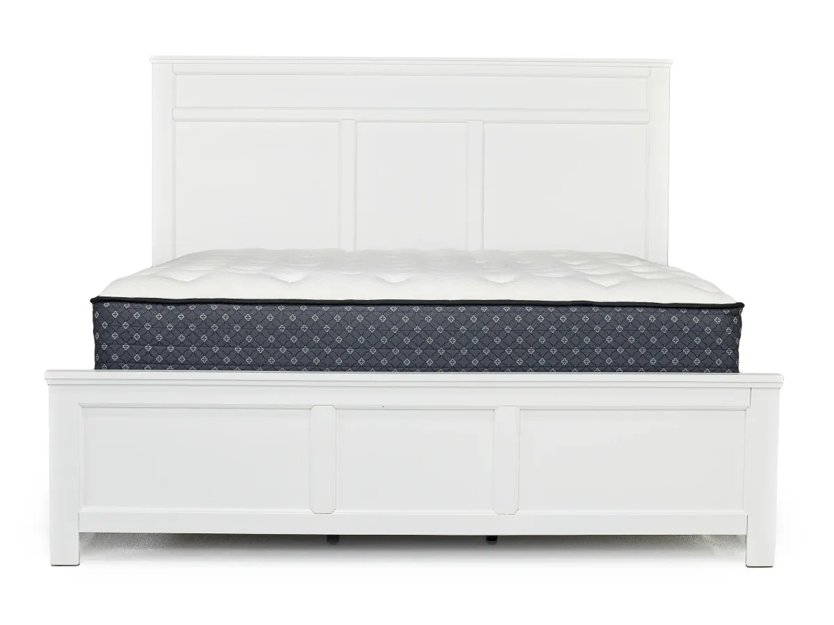 Andover Panel Bed, Dresser, Mirror & Nightstand in White, CA King