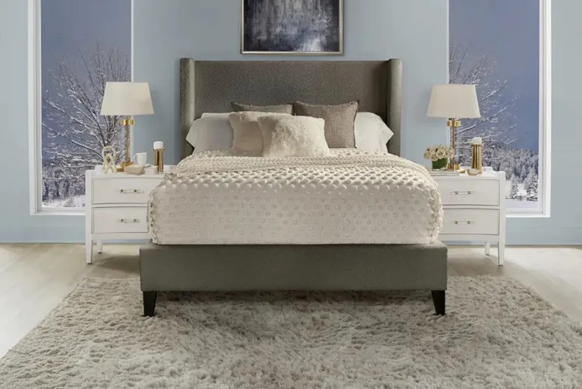 Angel Upholstered Bed in Charcoal, Eastern King