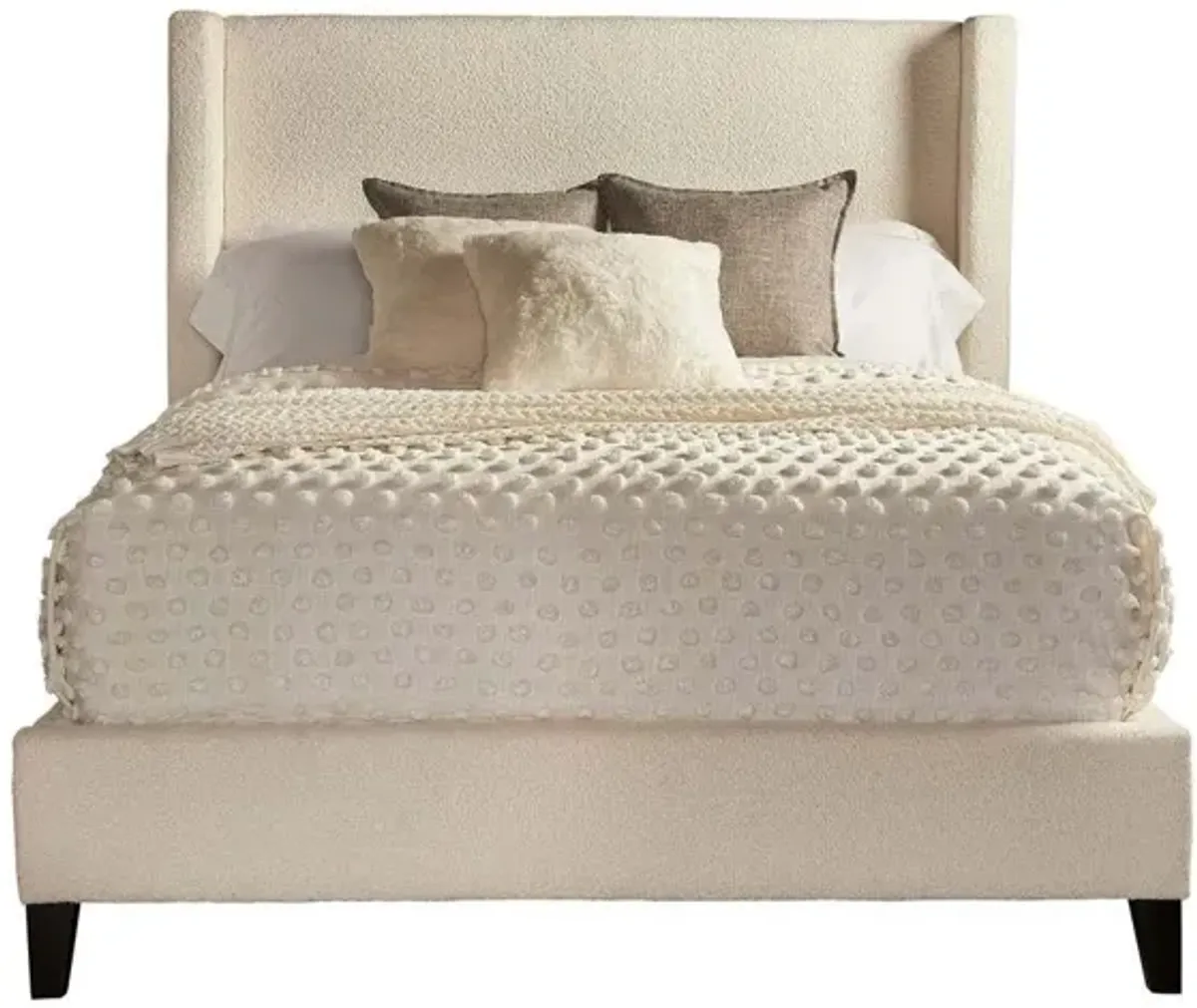 Angel Upholstered Panel Bed in Ivory, Queen