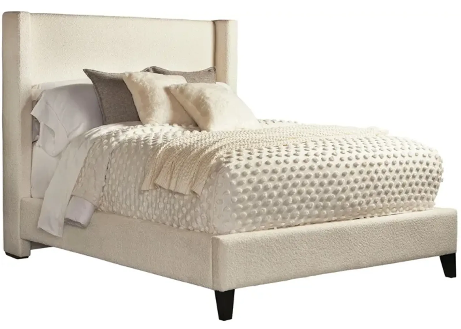 Angel Upholstered Panel Bed in Ivory, Queen