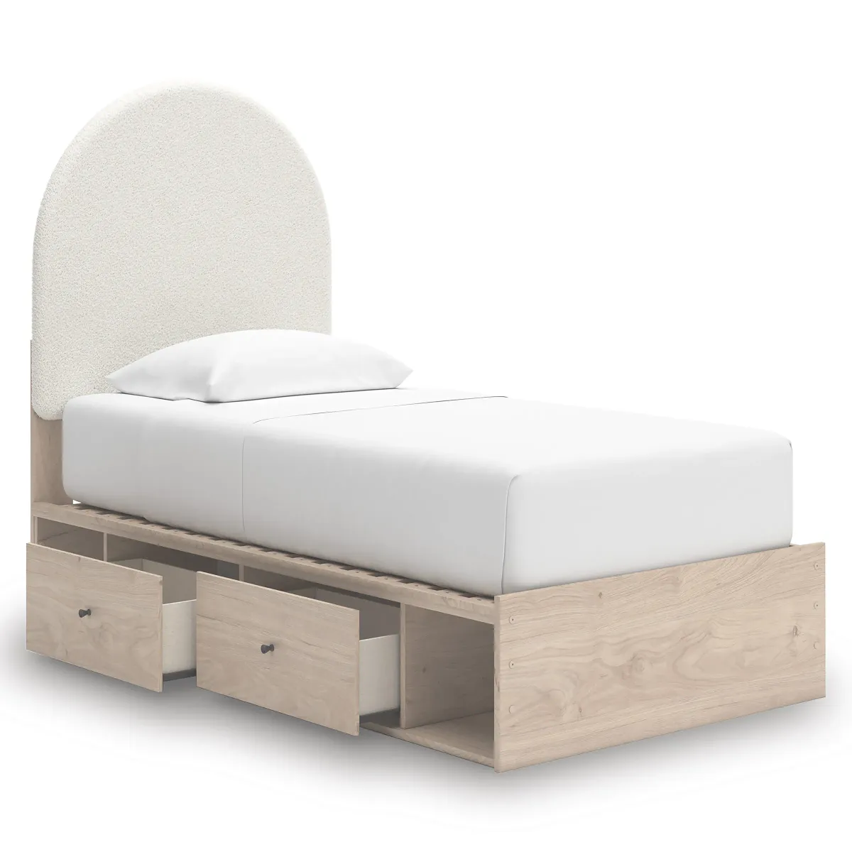 Arloster Panel Bed w/ 2 Drawer Storage in White, Twin