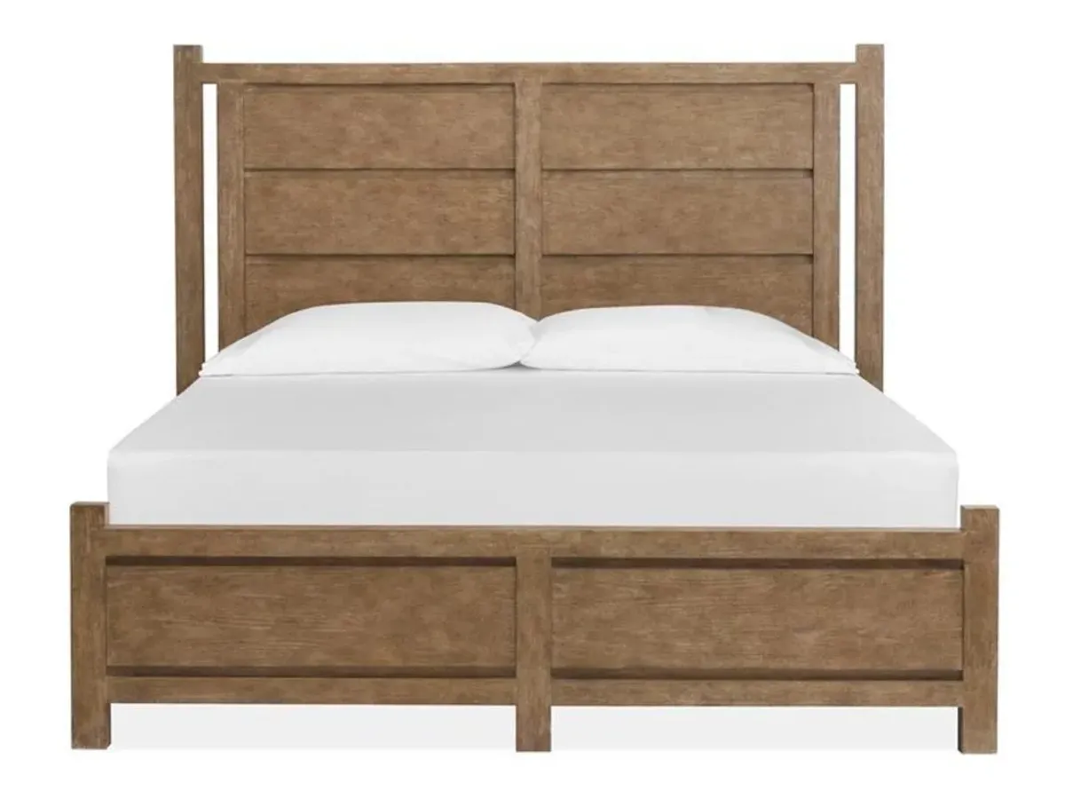 Aspen Valley Panel Bed, Dresser, Mirror & Nightstand in Sierra Brown, Queen