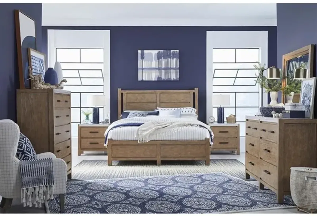 Aspen Valley Panel Bed, Dresser, Mirror & Nightstand in Sierra Brown, Eastern King