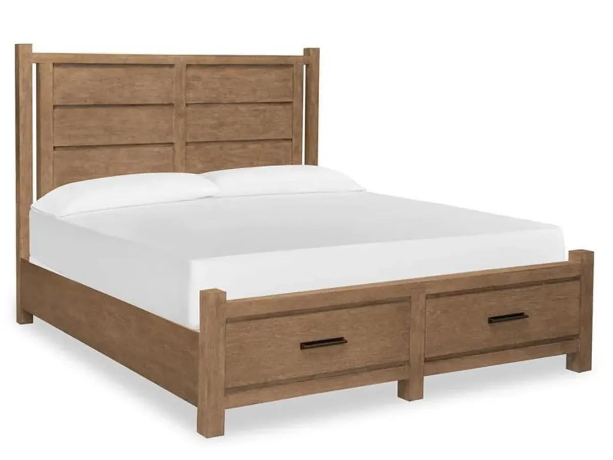 Aspen Valley Panel Bed w/ Storage in Sierra Brown, Queen