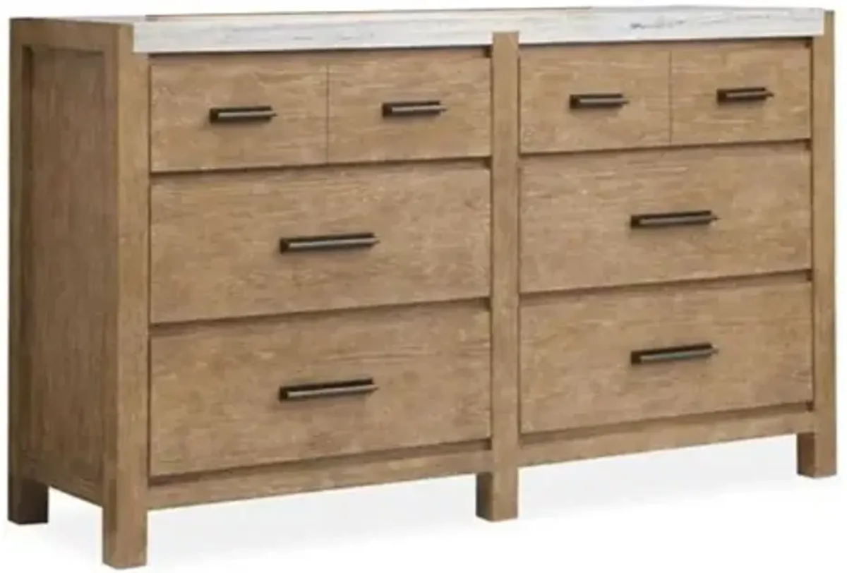 Aspen Valley Panel Bed w/ Storage, Dresser, Mirror & Nightstand in Sierra Brown, Eastern King