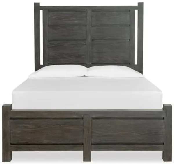 Aspen Valley Panel Bed, Dresser, Mirror, Nightstand in Black, Queen