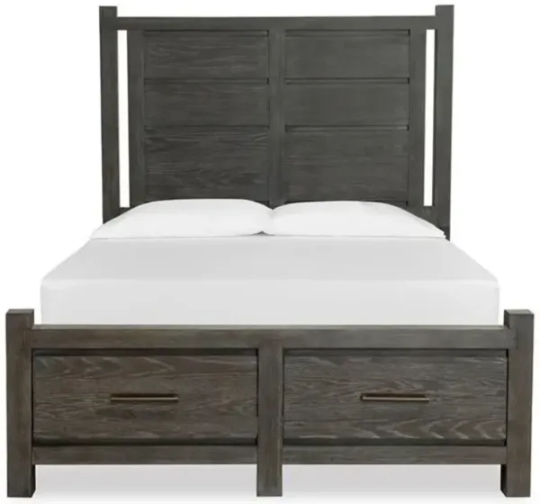 Aspen Valley Storage Bed, Dresser, Mirror, Nightstand in Black, Queen