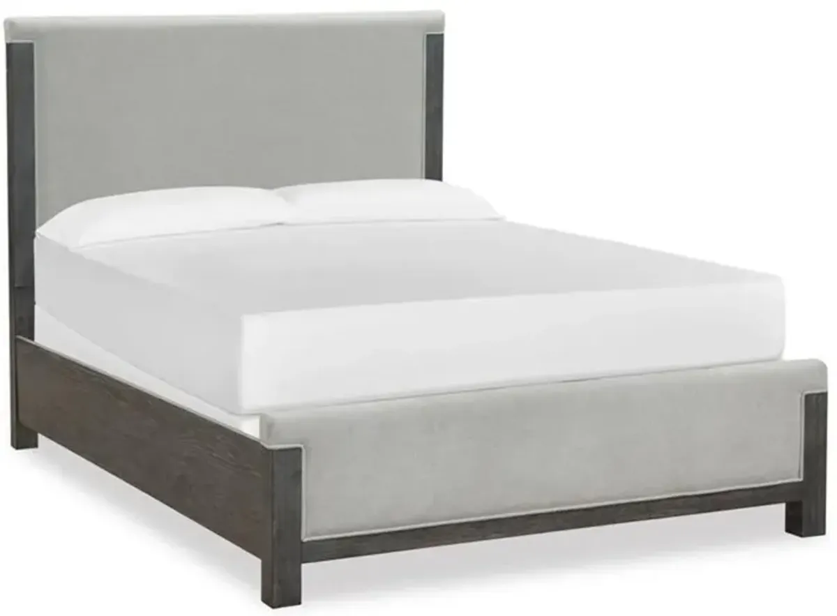 Aspen Valley Upholstered Panel Bed in Black, Queen