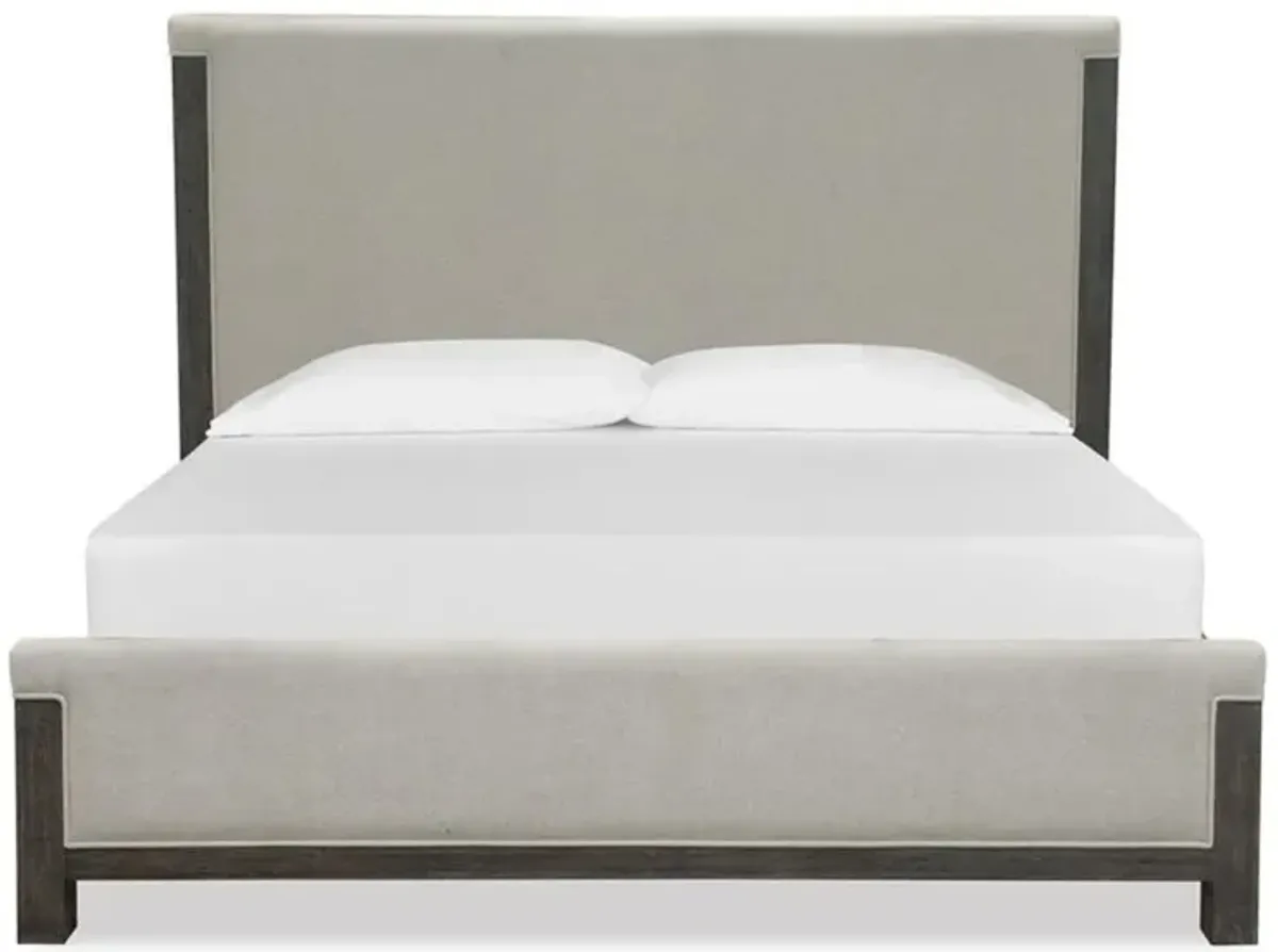 Aspen Valley Upholstered Panel Bed in Black, Queen