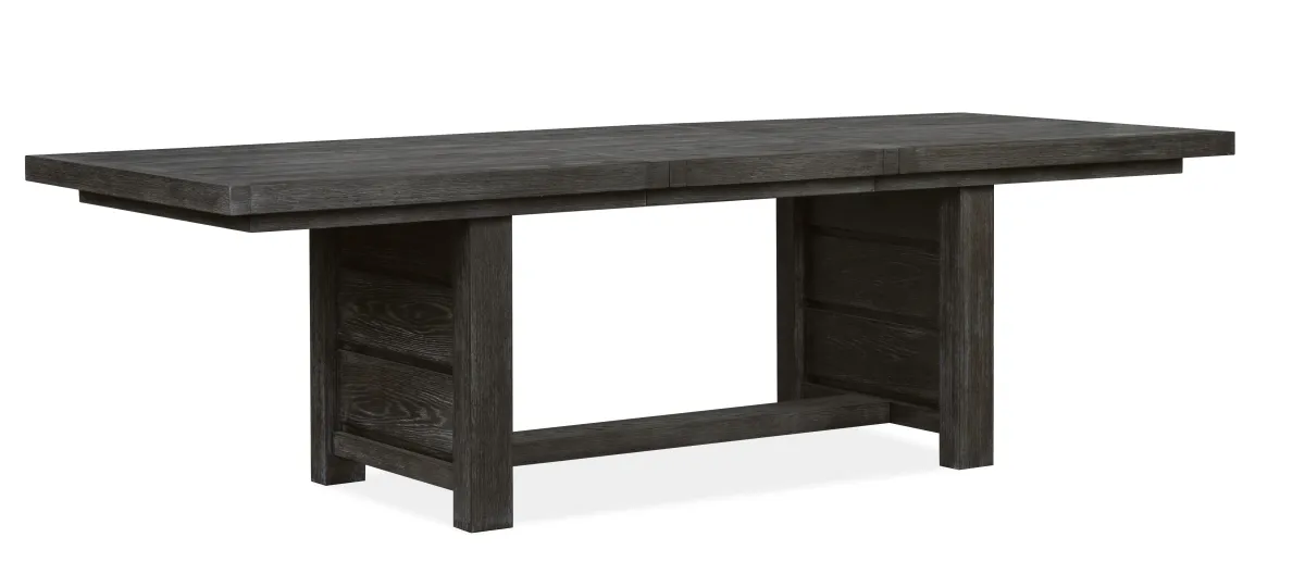 Aspen Valley Trestle Dining Table & 4 Upholstered Chairs in Ravenwood Black