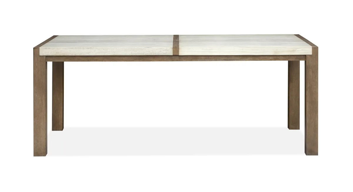 Aspen Valley Stone Top Dining Table & 6 Upholsered Chairs in Sierra Brown