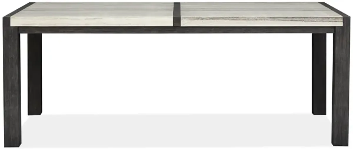 Aspen Valley Stone Top Dining Table & 6 Upholstered Chairs in Ravenwood Black