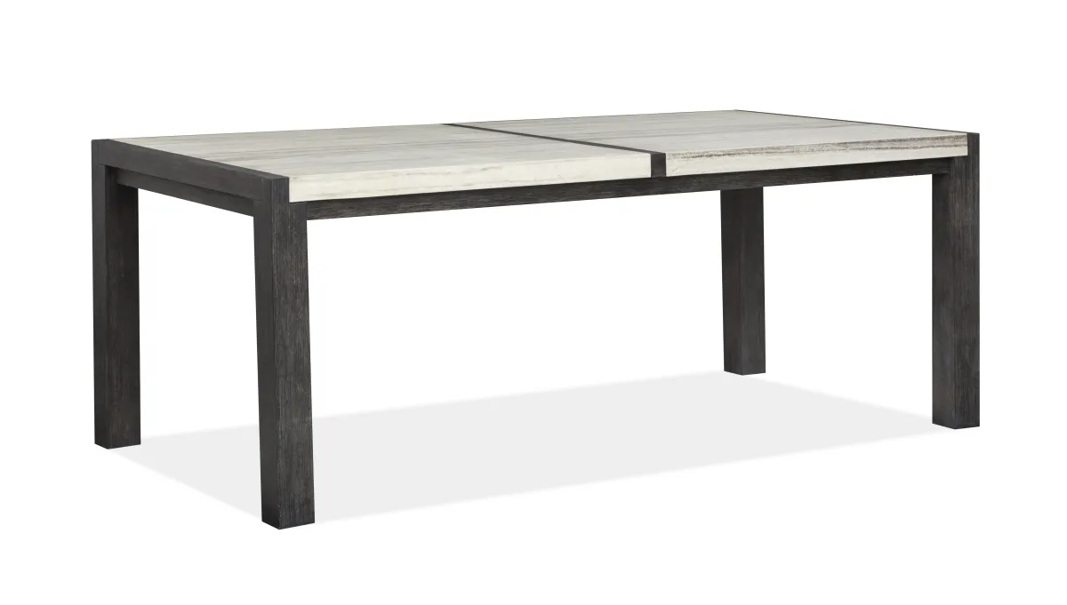 Aspen Valley Stone Top Dining Table & 6 Upholstered Chairs in Ravenwood Black