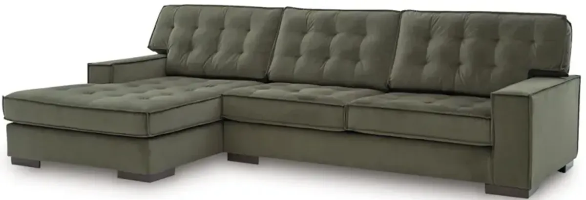 Austen Sofa Chaise Sectional in Olive, Left Facing