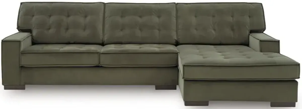 Austen Sofa Chaise Sectional in Olive, Right Facing