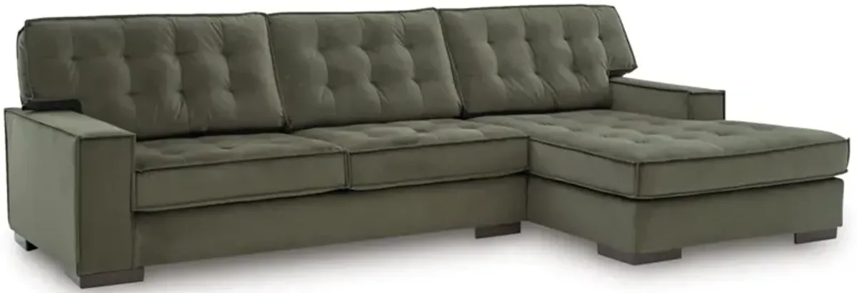 Austen Sofa Chaise Sectional in Olive, Right Facing